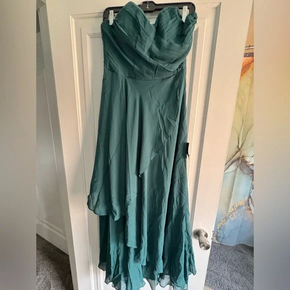 Lulus Revered Elegance Emerald Green Pleated Strapless Maxi Dress NWT - Picture 4 of 7